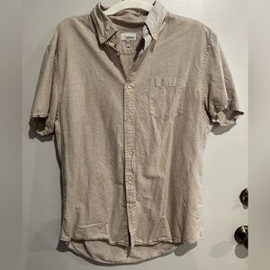 SONOMA Goods for Life Short Sleeve Linen Blend Button-Up Shirt (Size L)